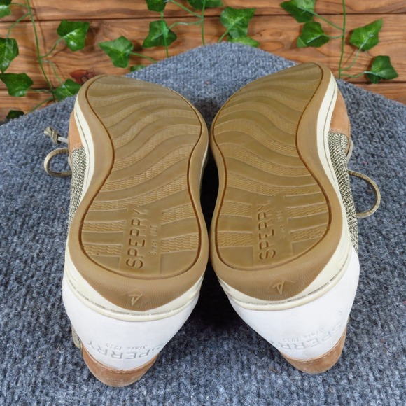 Sperry Firefish Women Casual Boat Shoe Size 9.5 Walking Tan Leather Mesh - Picture 5 of 6